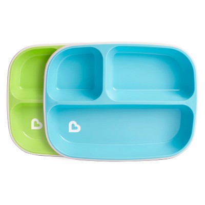 Munchkin 2pk Splash Toddler Divided Plates - Blue/Green