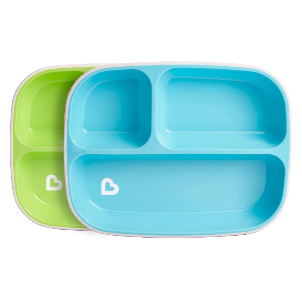 Photos - Other kitchen utensils Munchkin 2pk Splash Toddler Divided Plates - Blue/Green 