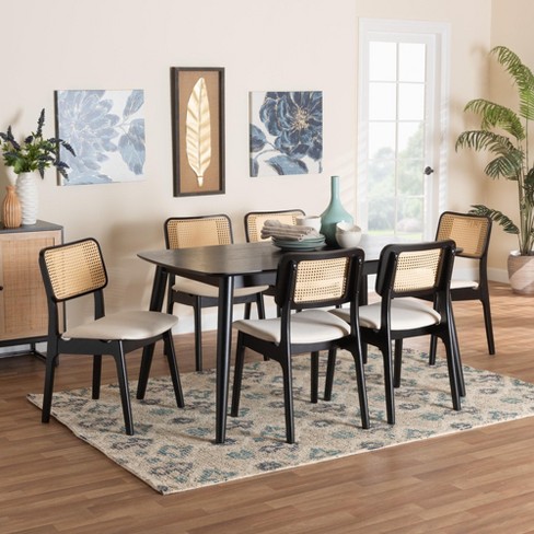 Baxton Studio Dannon Mid-century Modern Cream Fabric And Black Finished ...