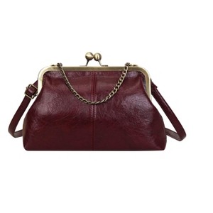 Generic Lock Crossbody Bag PU Medium Handbags Kiss Clasp Crossbody Shoulder Bags Tote Purse Messenger Handbag - 1 of 4