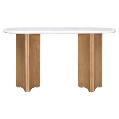 Infurnic Decorative Storage Cabinets Rustic Sofa Table with Curved Legs, Hallway Accent Table for Entrance and Living Room, Beige, 53.9"*14"*30"