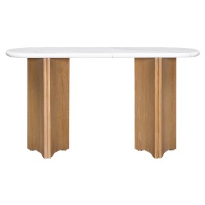Infurnic Decorative Storage Cabinets Rustic Sofa Table with Curved Legs, Hallway Accent Table for Entrance and Living Room, Beige, 53.9"*14"*30" - 1 of 4