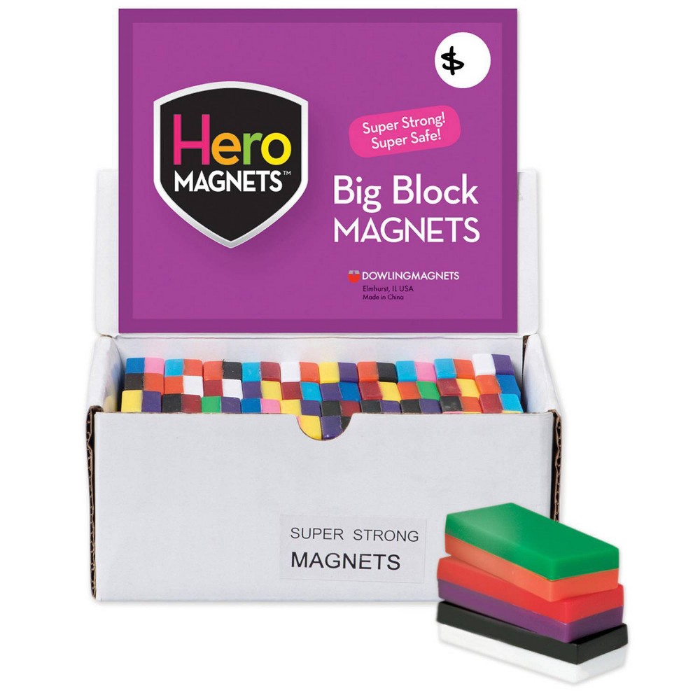 40pk Hero Magnets Block Magnets - Dowling Magnets: Jet Black Presentation Board Accessories, 40 Pieces, Plastic