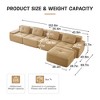 153" Corduroy L-Shaped Modular Sectional Sofa with Movable Ottoman, Pearl-Like Piping, and Tufted Design - 4 of 4