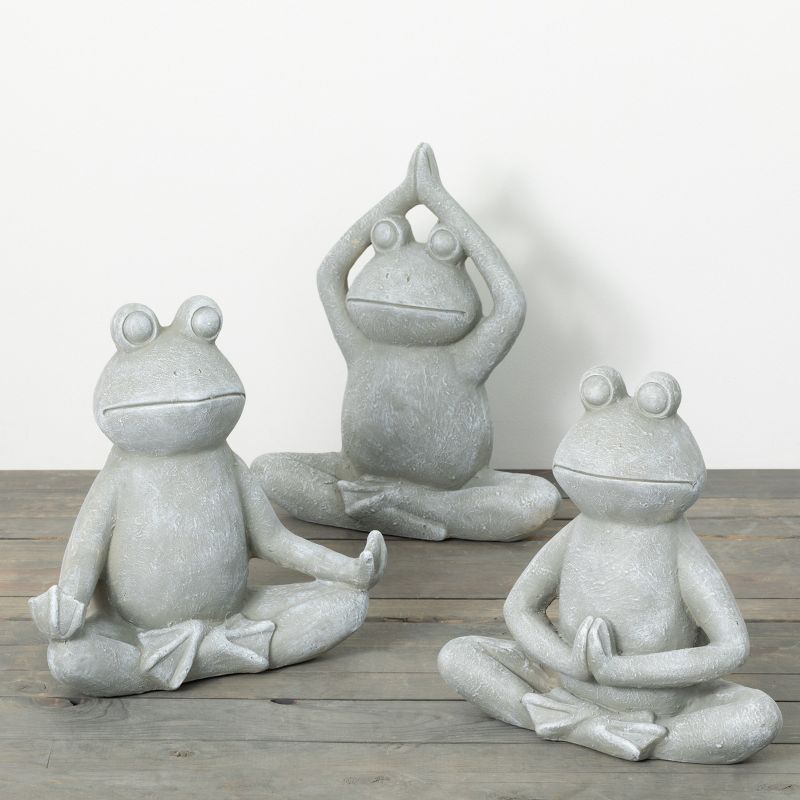 17"H Sullivans Yoga Frog Garden Statue Set of 3, Gray, 1 of 5