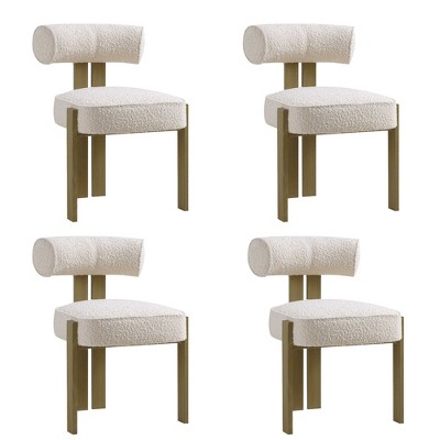 Upholstered Dining Chairs,Modern Boucle  Dining Room Chairs with  Ergonomic Curved Back , Comfortable Kitchen Chairs