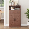 Farmhouse Storage Cabinet with Drawers and Adjustable Shelves, Freestanding Kitchen Pantry Storage Cabinet - 2 of 4