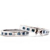 Pompeii3 1ct Blue Princess Diamond Engagement Wedding Ring Set Semi Mount - 3 of 4