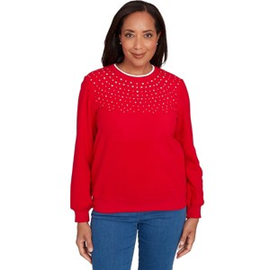 Alfred Dunner Women's Embellished Neckline Anti-Pill Sweater - 1 of 4