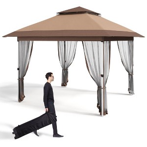 Gazebo Outdoor Pop up, Canopy Tent with Curtains, Mosquito Netting, for Patio, Backyard Party, 2-Tiered Vented Top - 1 of 4