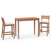 Costway 3 PCS Patio Eucalyptus Wood Bar Set Bar Height Dining Table & 2 Cushioned Chairs - 3 of 4