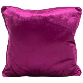 Northlight 16" Berry Purple Square Plush Velvet Throw Pillow with Piped Edging