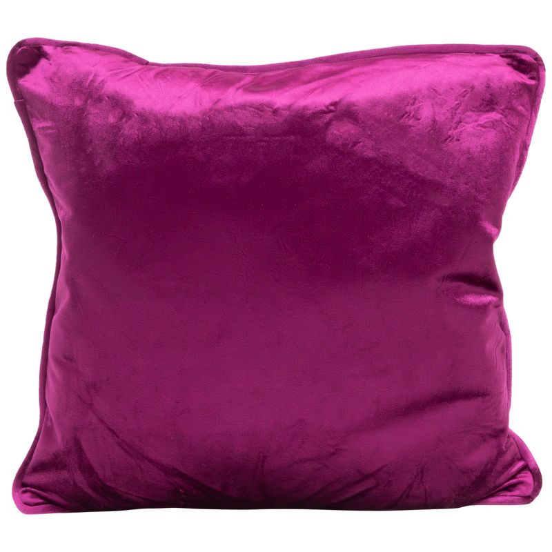 Northlight 16" Berry Purple Square Plush Velvet Throw Pillow with Piped Edging, 1 of 6