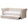 Twin Mabelle Modern and Contemporary Fabric Trundle Daybed - Baxton Studio - image 2 of 4