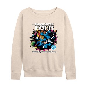 Women's - Marvel - Fantastic Four Fantastic 4 Galactus Comic Lightweight French Terry Wide Neck Long Sleeve Graphic Shirt - 1 of 4