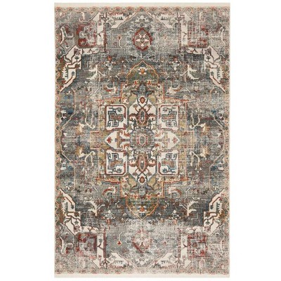 Vintage Persian Charcoal and Olive Synthetic Area Rug