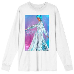 David Bowie Colored Smoke Crew Neck Long Sleeve White Adult Tee - 1 of 3