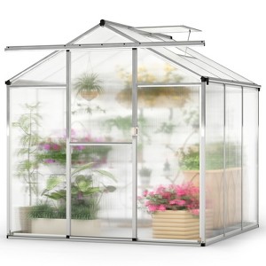 Tangkula 6 x 6 FT Greenhouse for Outdoors Large Walk-in Green House w/ Rain Gutters - 1 of 4