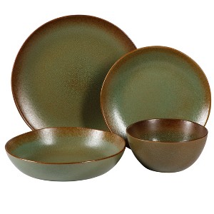 Bloomhouse Palermo Sun 16-Piece Double Bowl Stoneware Reactive Glaze Plates and Bowls Dinnerware Set - 1 of 3