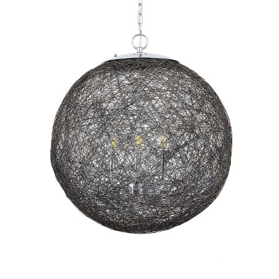 Chrome Orb 3-Light Chandelier with Mesh Design
