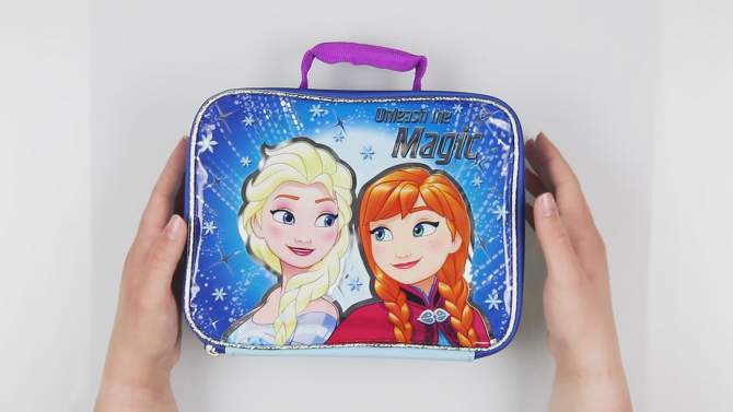Disney Frozen Girl's Elsa Compartment Soft Lunch Box (Blue/Magic) Blue, 2 of 7, play video