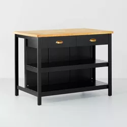 Wood Kitchen Island Table with Storage Black/Natural - Hearth & Hand™ with Magnolia