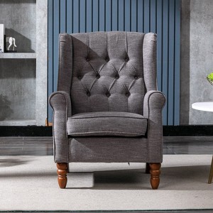 Upholstered Wingback Accent Chair with Rolled Armrest | COLAMY | Gray - 1 of 4