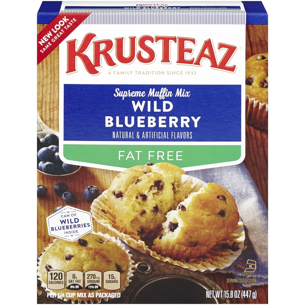 UPC 041449301082 product image for Krusteaz Fat Free Wild Blueberry Supreme Muffin Mix 17.5 oz | upcitemdb.com