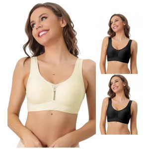 INSPIRE CHIC Women's Wirefree Lightly Breathable Workout Yoga Exercise Comfort Sports Bra 3 Packs - 1 of 4