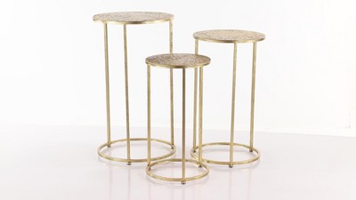Gold Round Metal Glam Accent Table Set of 3