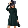 Women's 2025 Long Sleeve Mini Sweater Dress Crewneck Ribbed Knit a Line Pleated Swing Short Dresses - 2 of 4