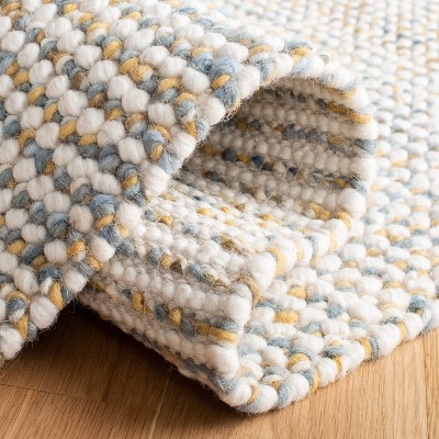 Vermont Hand-Knotted Blue Wool Area Rug, 6' x 9'