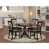 HomeStock 5-Piece Round Cappuccino Finish Solid Wood Top Dining table with 4-Chairs - 2 of 4