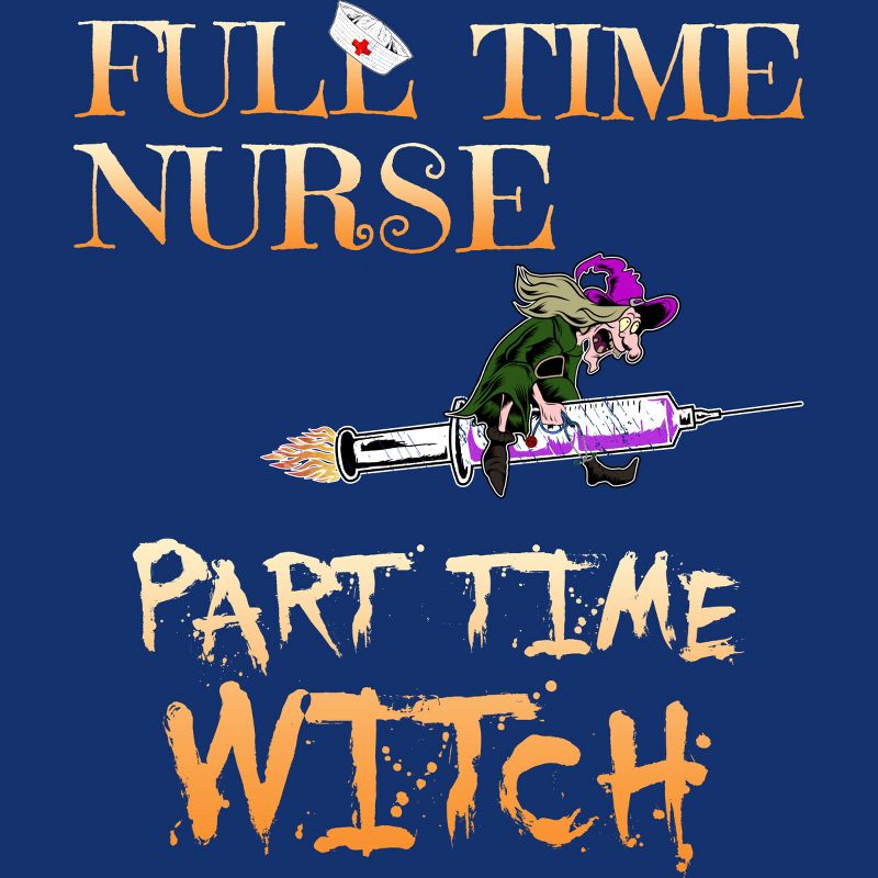 Women's Design By Humans Halloween Costume Full Time Nurse Part-Time Witch By TeeShirtMadness Racerback Tank Top, 2 of 4