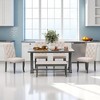 6-Piece Farmhouse Dining Table Set with Rectangular Trestle Table, 4 Upholstered Chairs & Bench, Rustic Modern Design for Dining Room or Kitchen - 3 of 4
