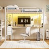 WOWLIVE Twin Size Loft Bed with Desk, Metal Frame Loft Bed with 2 Storage Drawers, LED Light and Charging Station - 2 of 4