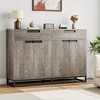 55" Sideboard Buffet Cabinet with Storage, Farmhouse Coffee Bar Cabinet with 4 Doors & 2 Drawers for Living Room, Kitchen, Hallway, Gray - 2 of 4