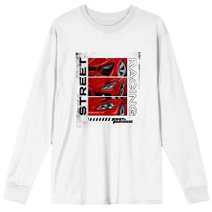 The Fast And The Furious Street Racing Red Car Fronts Men's White Long Sleeve Shirt - 1 of 2