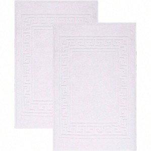 Heavyweight Cotton Bath Mats, Washable Rug for Shower, 22x 35, White, Set of 2, No Backing, Luxury Hotel Quality - 1 of 4