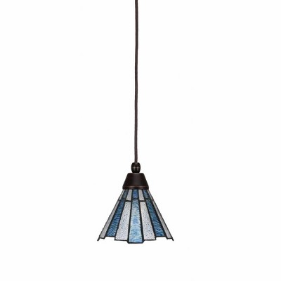 Toltec Lighting Any 1 - Light Pendant in  Dark Granite with 7" Sea Ice Art Glass Shade
