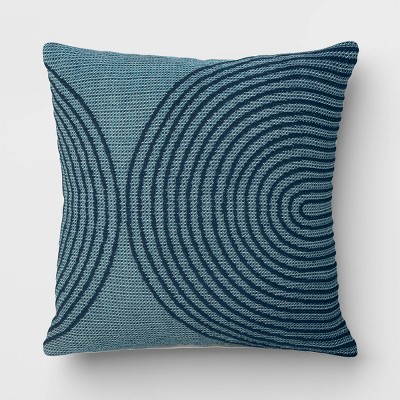 18"x18" Textural Circles Square Outdoor Throw Pillow Blue - Threshold™