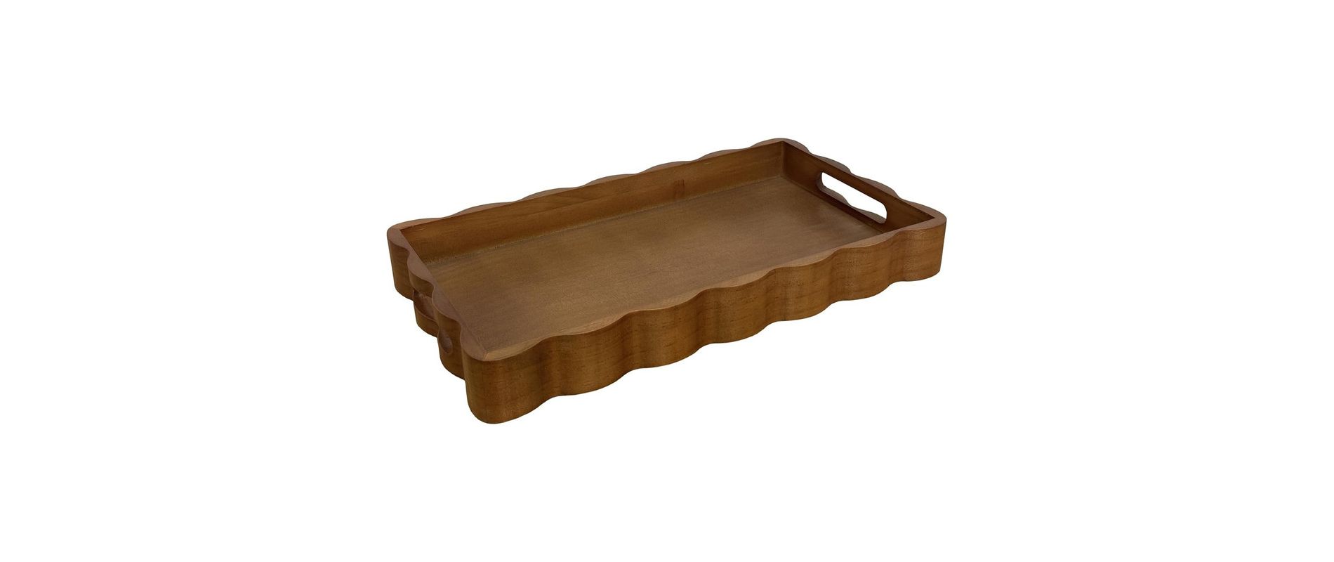 BRINJOY Pine Wood Serving Tray with Handles - Rectangular Decorative Tray for Breakfast in Bed, Coffee Table, and Kitchen Use (Brown)