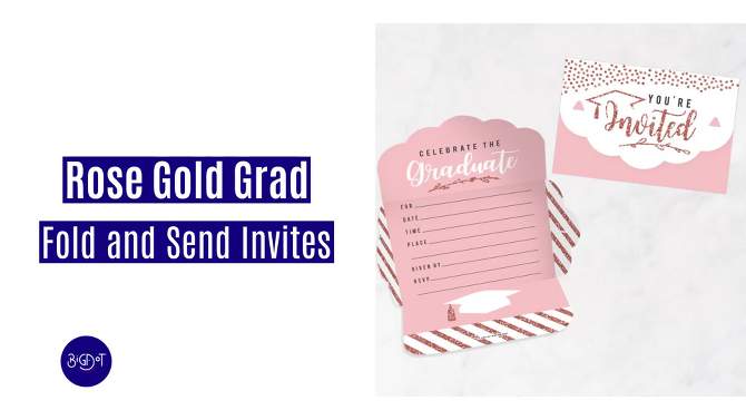 Big Dot of Happiness Rose Gold Grad - Fill-In Cards - Graduation Party Fold and Send Invitations - Set of 8, 2 of 10, play video