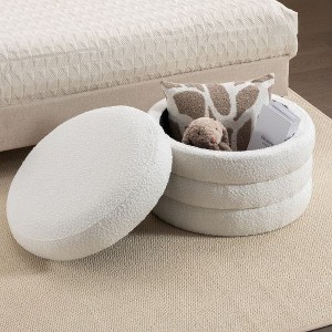 CENGHU Soft Velvet Round Ottoman, Bedroom End Bench, Velvet Ottoman Entryway Footstool, End Bench, Ottoman Bench for Living Room & Bedroom - 1 of 4