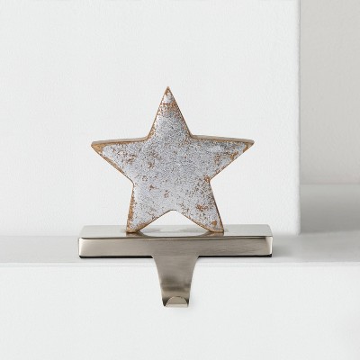 Metal Christmas Stocking Holder Silver Wood Star - Wondershop™