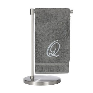 BC BARE COTTON Monogrammed Bath Towel, Personalized Gift, 27 x 54 inches - Set of 2 - Gray - Silver Script - 1 of 1