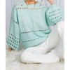 Women's Round Neck Balloon Sleeve Open-knit Crochet Sweater - Vine & Love - 3 of 3