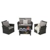 FIONECA 4-Piece Outdoor Patio Rattan Wicker Furniture Set with Tempered Glass Coffee Table, Garden, Poolside, Lawn Chairs - 4 of 4