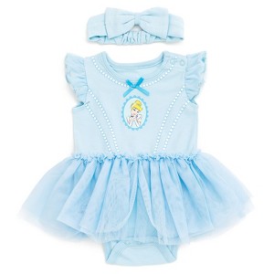 Disney Princess Baby Girls Cosplay Bodysuit With Skirt Overlay & Headband Outfit Set Newborn to Infant - 1 of 4