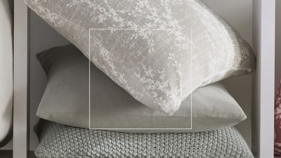 Gray Floral Cotton Square Throw Pillow Set